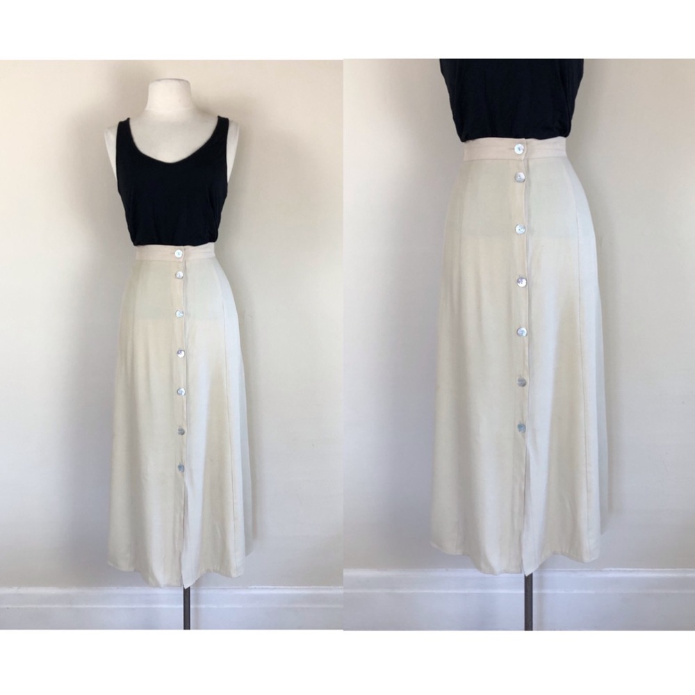 vintage 90s buttermilk button front skirt minimalist normcore maxi grunge y2k